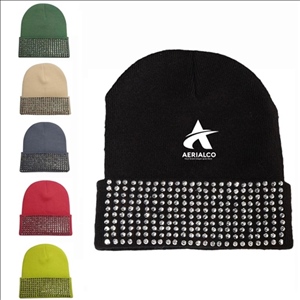 Shiny Bling Rhinestone Beanie Cap for Women